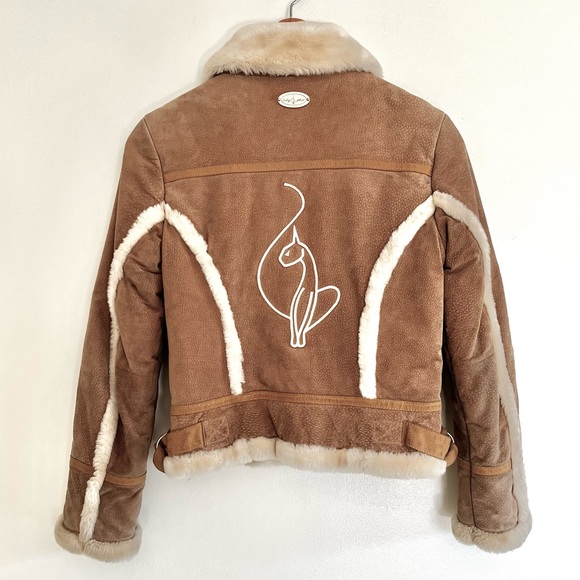 *SOLD* Vintage Y2K Leather Bomber Jacket w/ Faux Shearling … - Picture 4 of 13